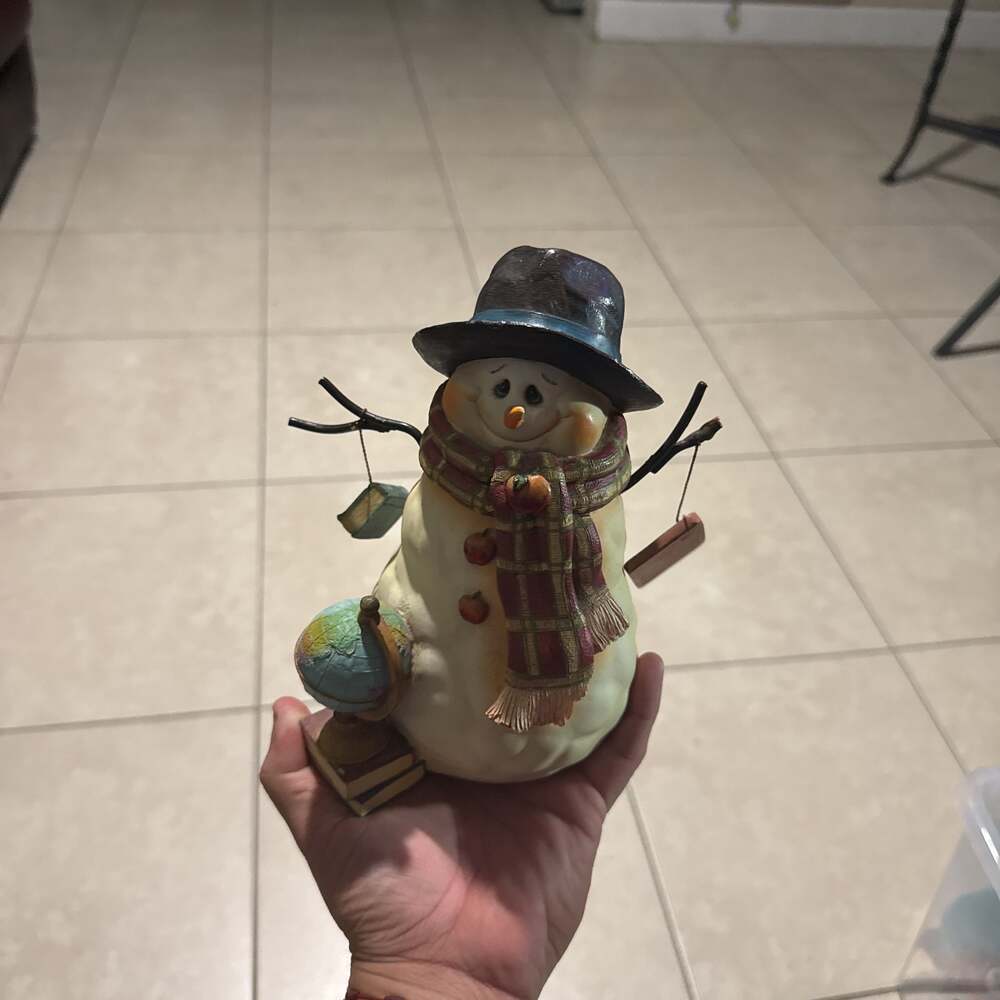 Teacher Snowman Figurine with Globe and ABC Chalkboard Christmas Decor - Picture 9 of 10